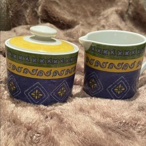 Colorful Ceramic Sugar and Creamer Set
